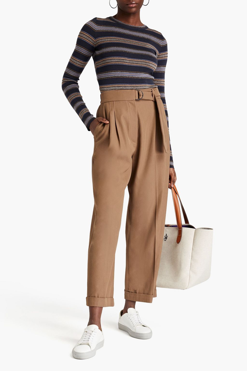BRUNELLO CUCINELLI Cropped Hose mit geradem Bein aus Twill aus einer Woll-Baumwollmischung