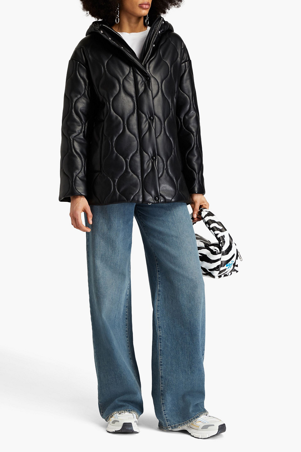 Stand Studio Everlee Quilted Faux-leather Jacket In Black