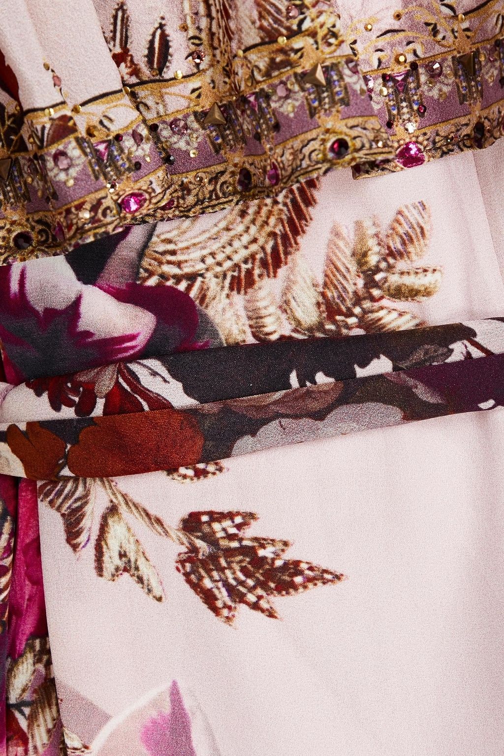 CAMILLA Strapless printed silk crepe de chine wide-leg jumpsuit