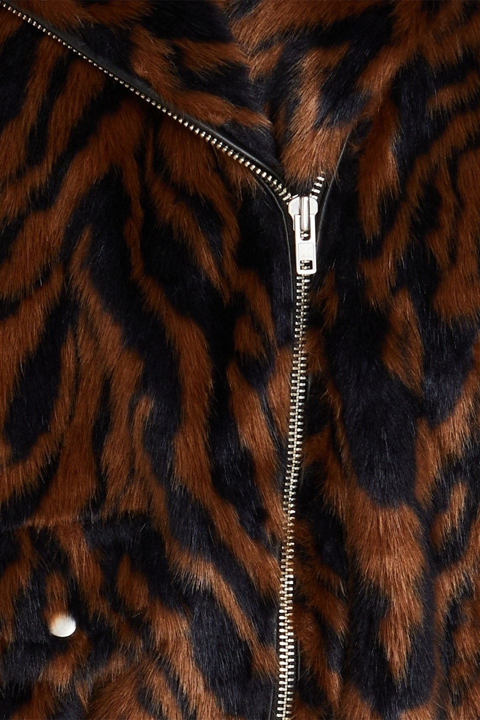 STAND STUDIO LEANA ZEBRA-PRINT FAUX FUR BIKER JACKET