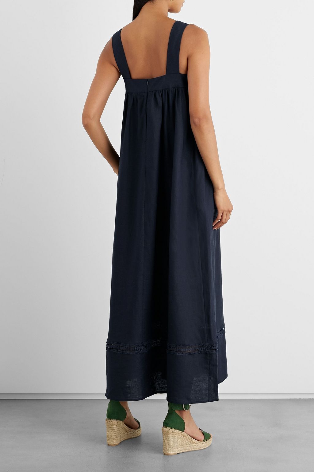 IRIS & INK Celeste crochet-trimmed linen maxi dress