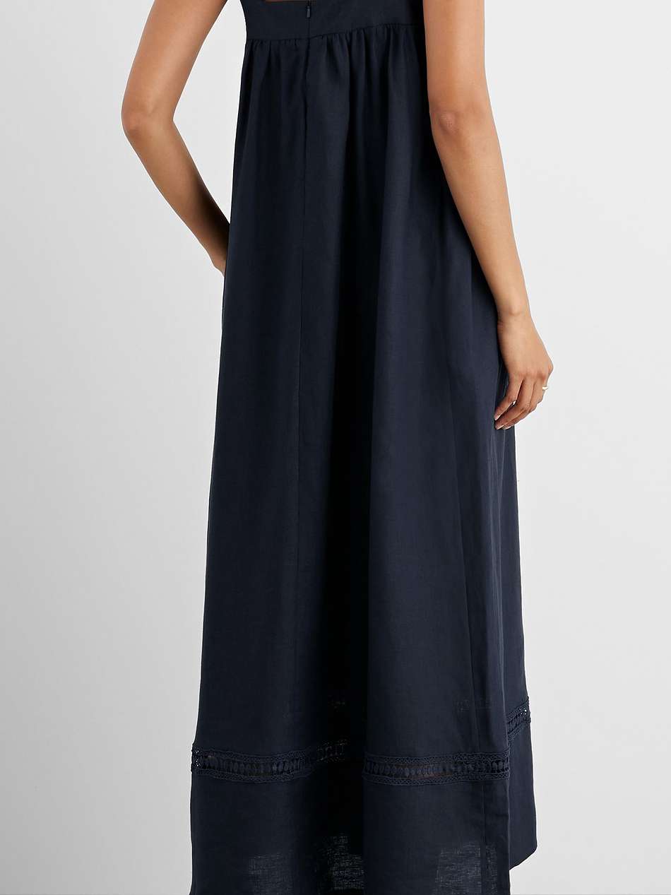 celeste crochet-trimmed linen maxi dress