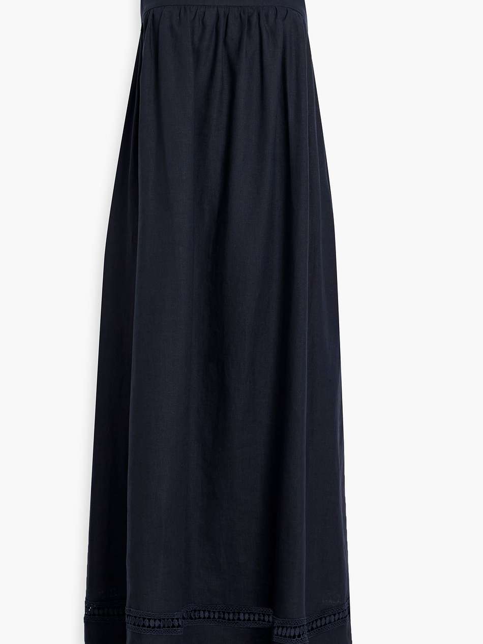 celeste crochet-trimmed linen maxi dress