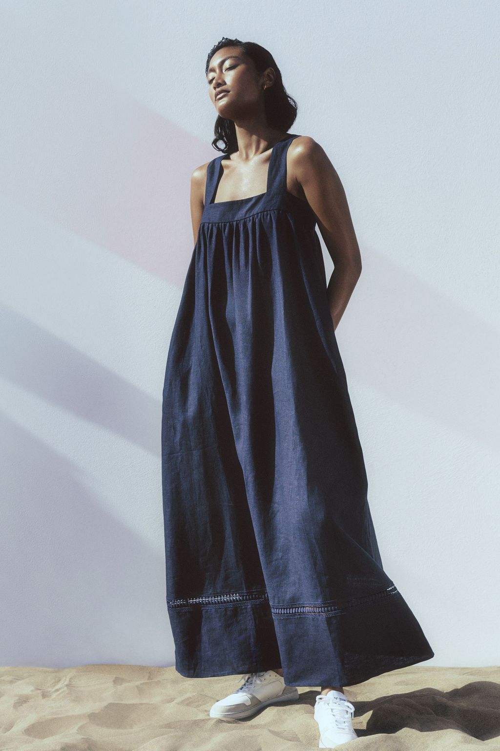 IRIS & INK Celeste crochet-trimmed linen maxi dress