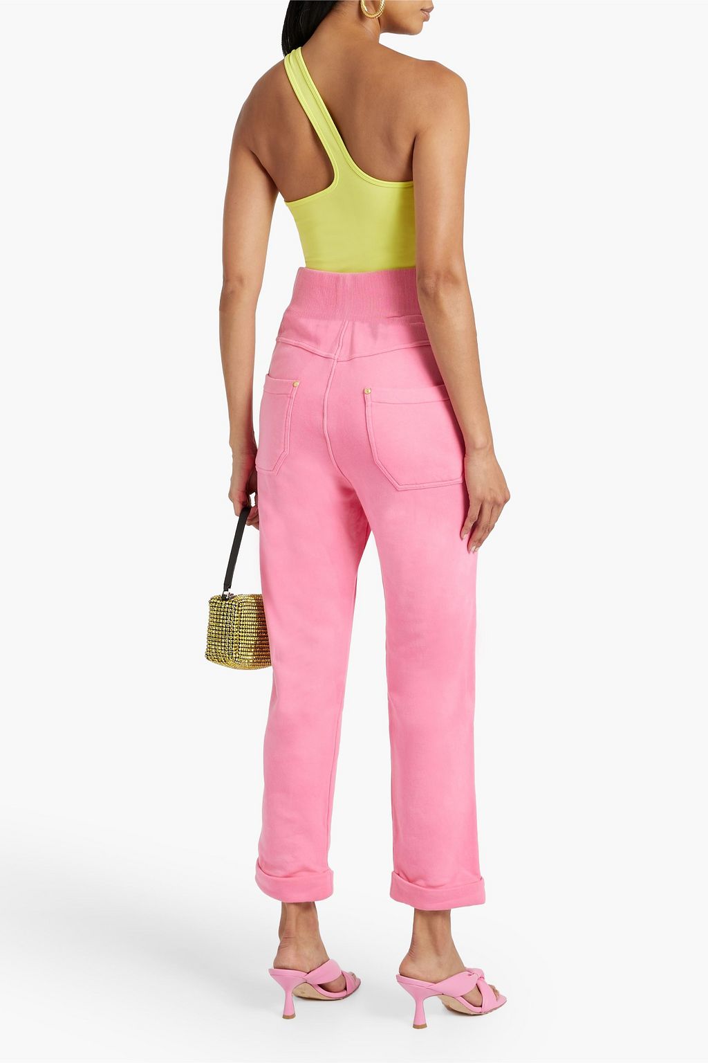 BALMAIN Appliquéd French cotton-terry track pants