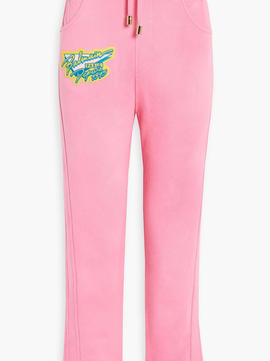 appliquéd french cotton-terry track pants