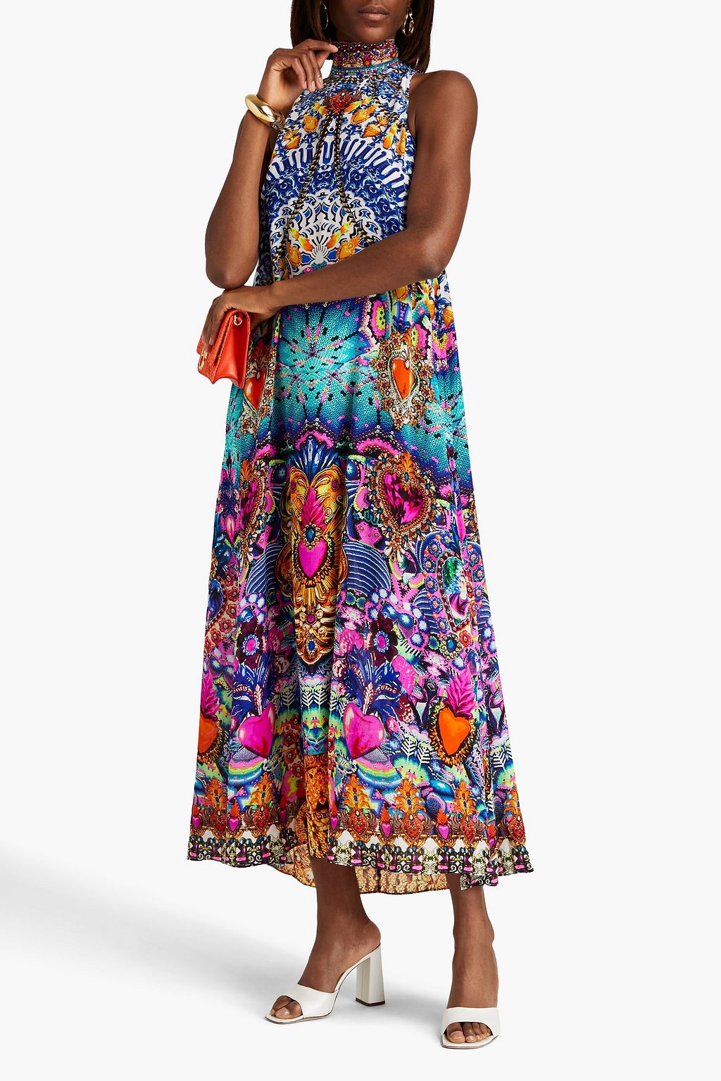 CAMILLA Embellished printed silk crepe de chine maxi dress