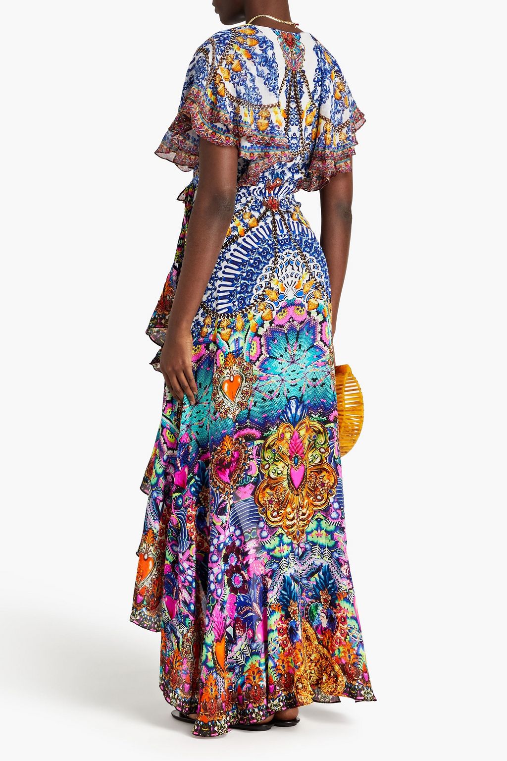 CAMILLA Ruffled printed silk crepe de chine wrap dress