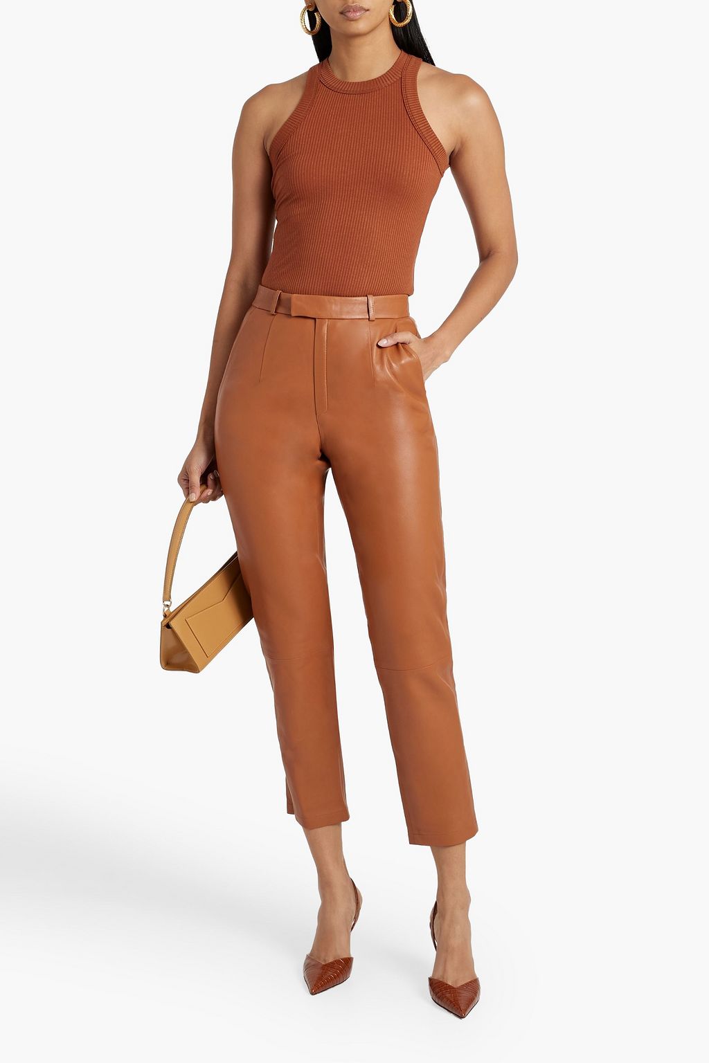 ZEYNEP ARCAY Cropped leather tapered pants