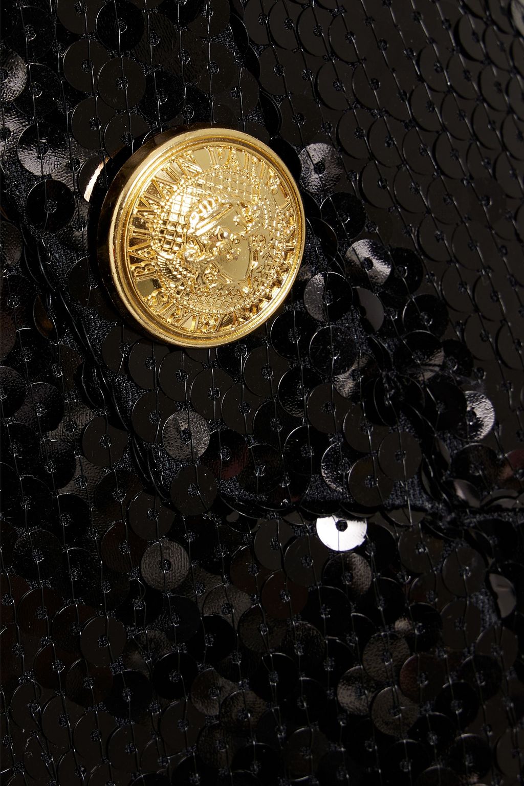 BALMAIN Button-embellished sequined tulle skirt