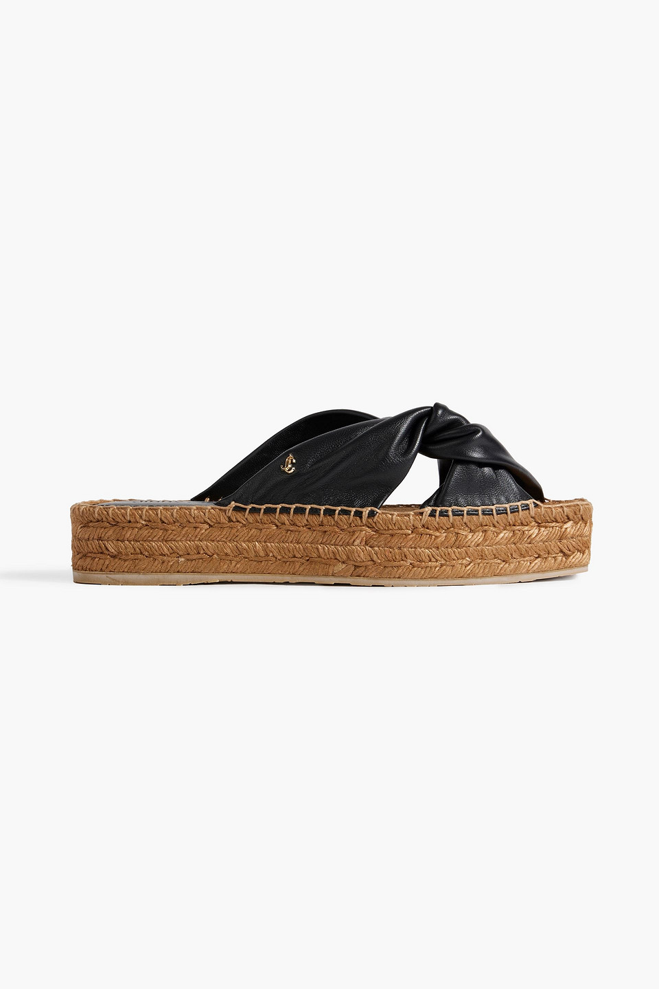 Jimmy Choo Daja 45 Twisted Leather Espadrille Platform Sandals In Black