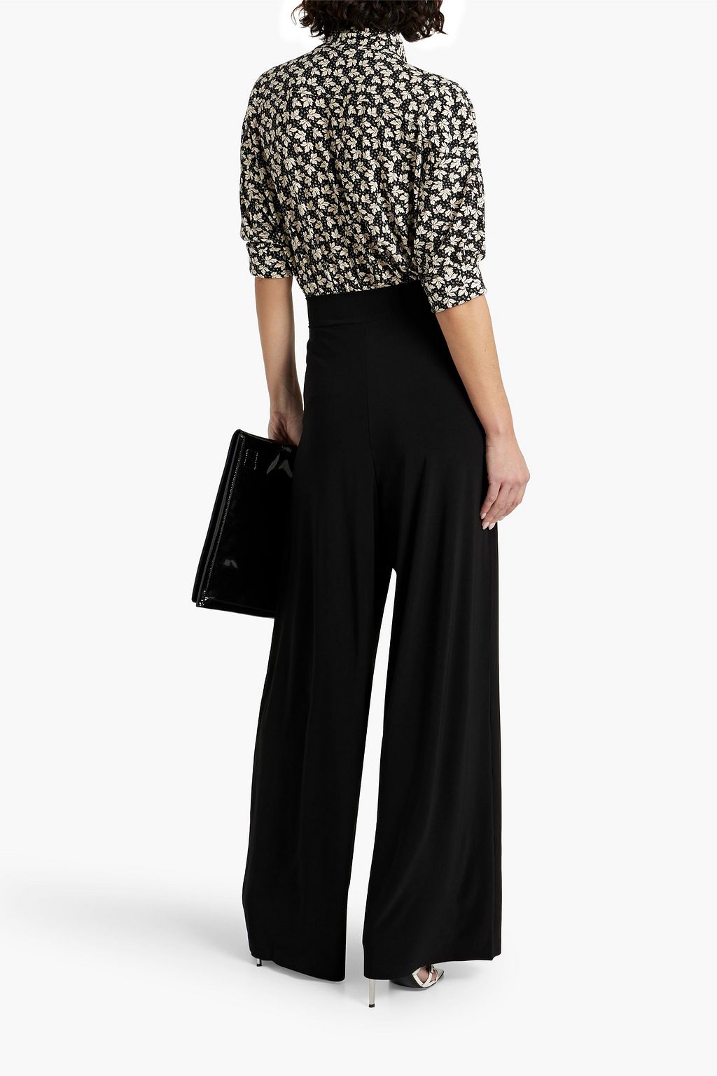 NORMA KAMALI Printed stretch-jersey blouse