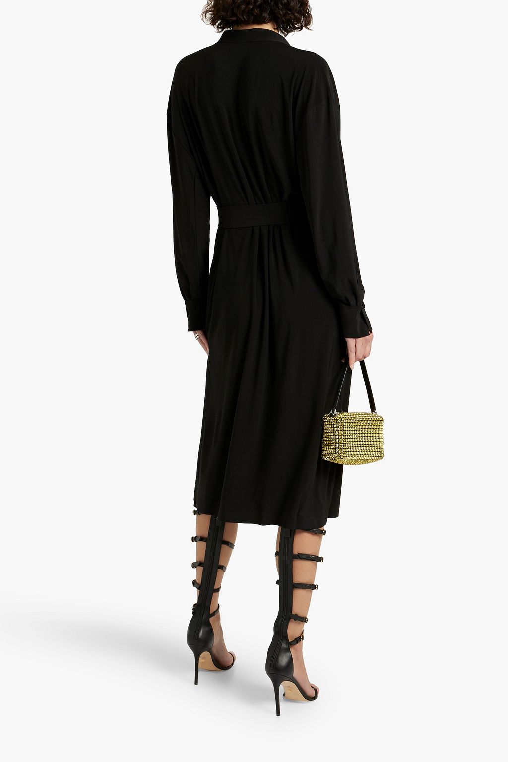 NORMA KAMALI Belted stretch-jersey midi shirt dress