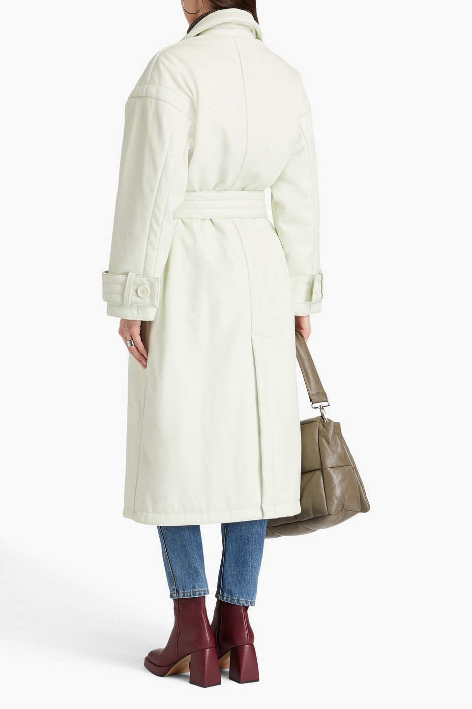 Shop Stand Studio Emily Faux Leather Trench Coat In Light Green