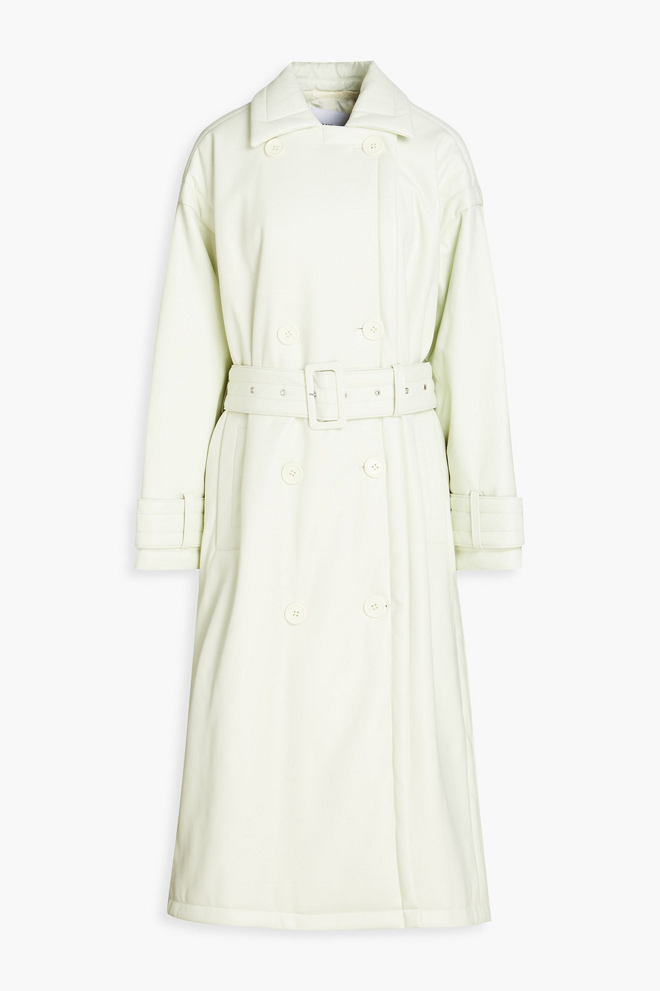 Shop Stand Studio Emily Faux Leather Trench Coat In Light Green