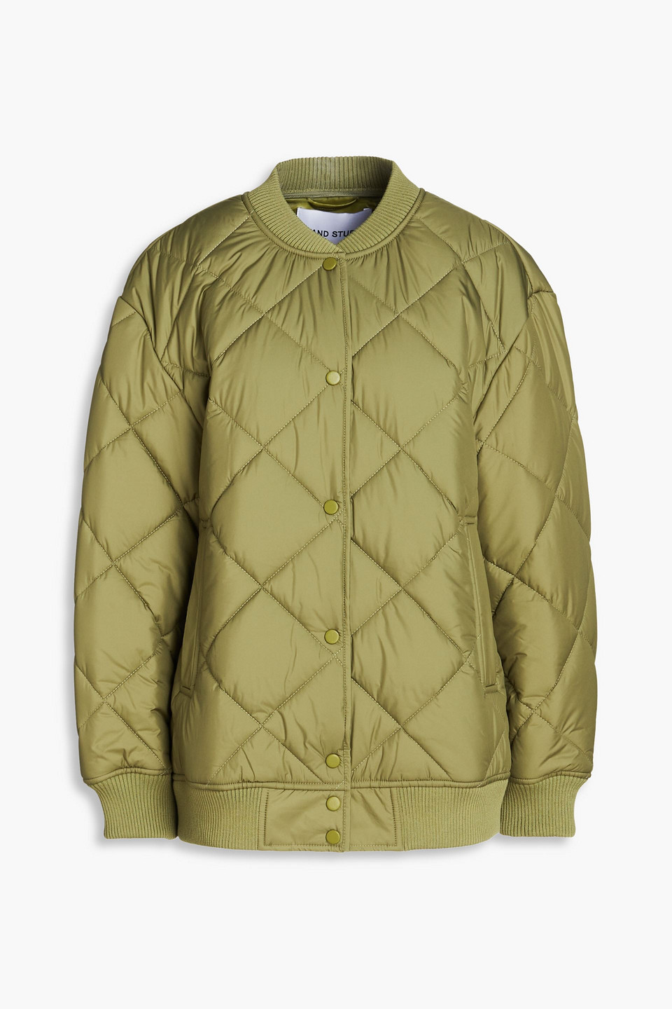 Stand Studio Spring Bomberjacke Aus Gestepptem Shell In Army Green