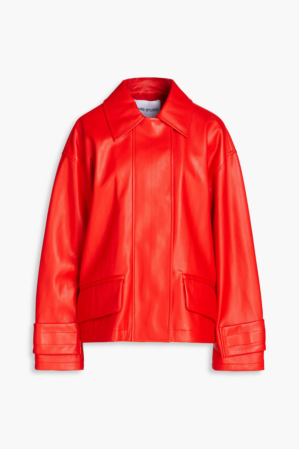 Stand Studio Faux Leather Costance Jacket In Tomato Red