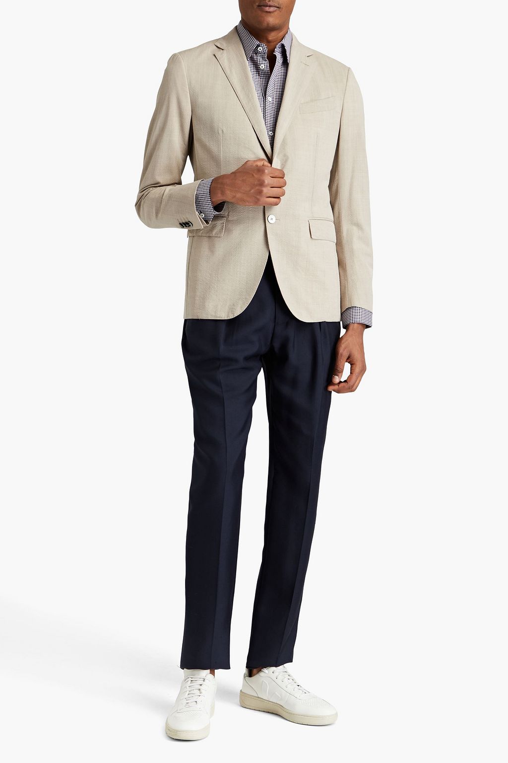 ZEGNA Wool and silk-blend seersucker blazer