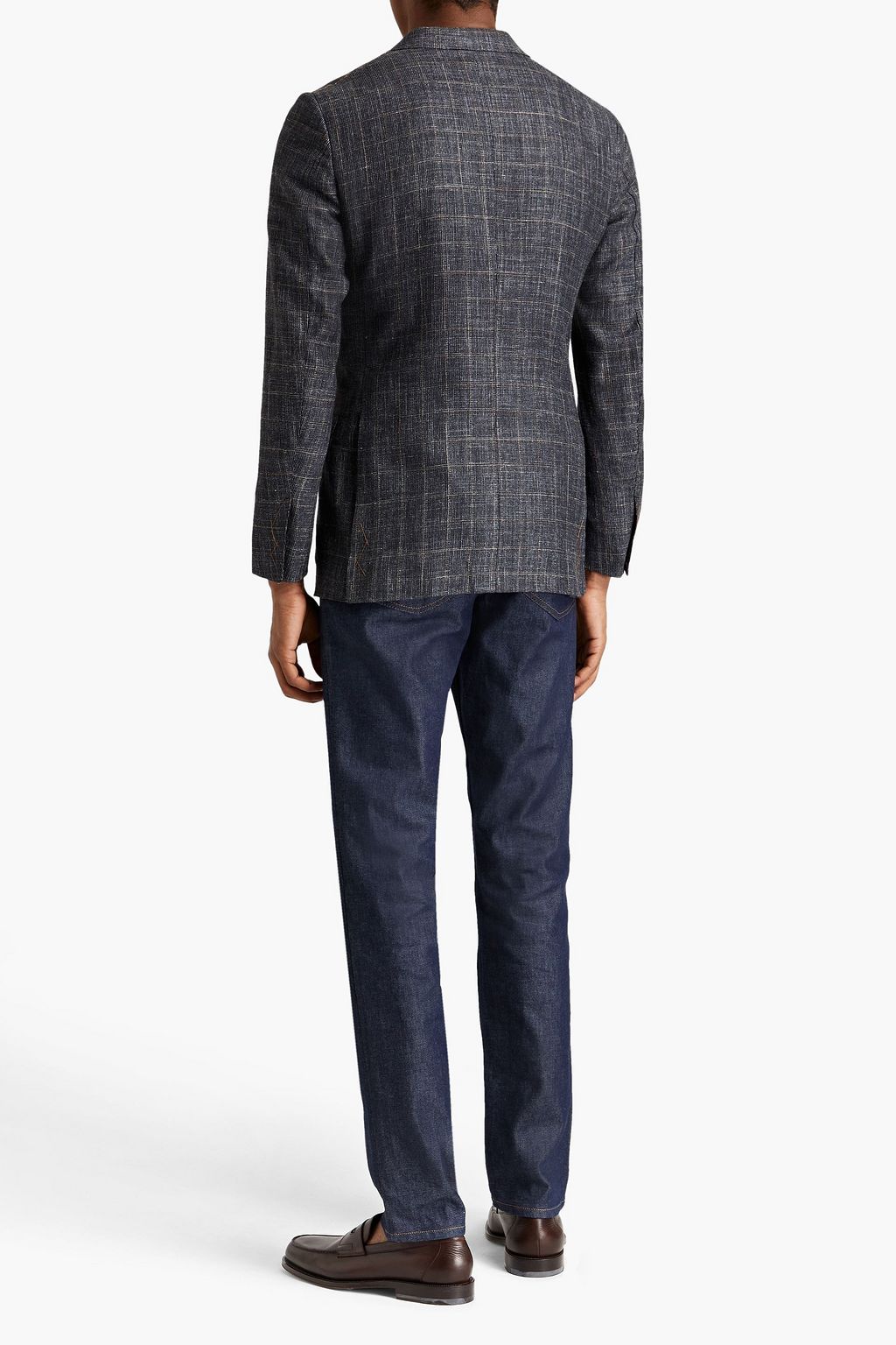 ZEGNA Checked wool, silk and linen-blend blazer