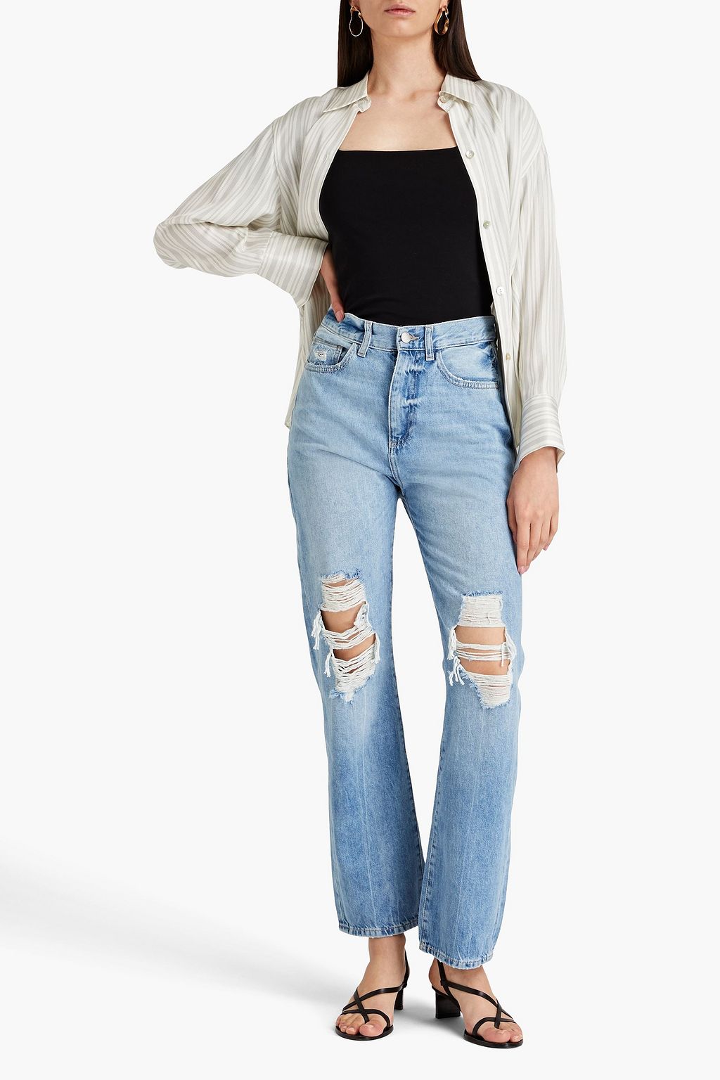 DL1961 Emilie distressed high-rise straight-leg jeans | Sale up to 70% ...