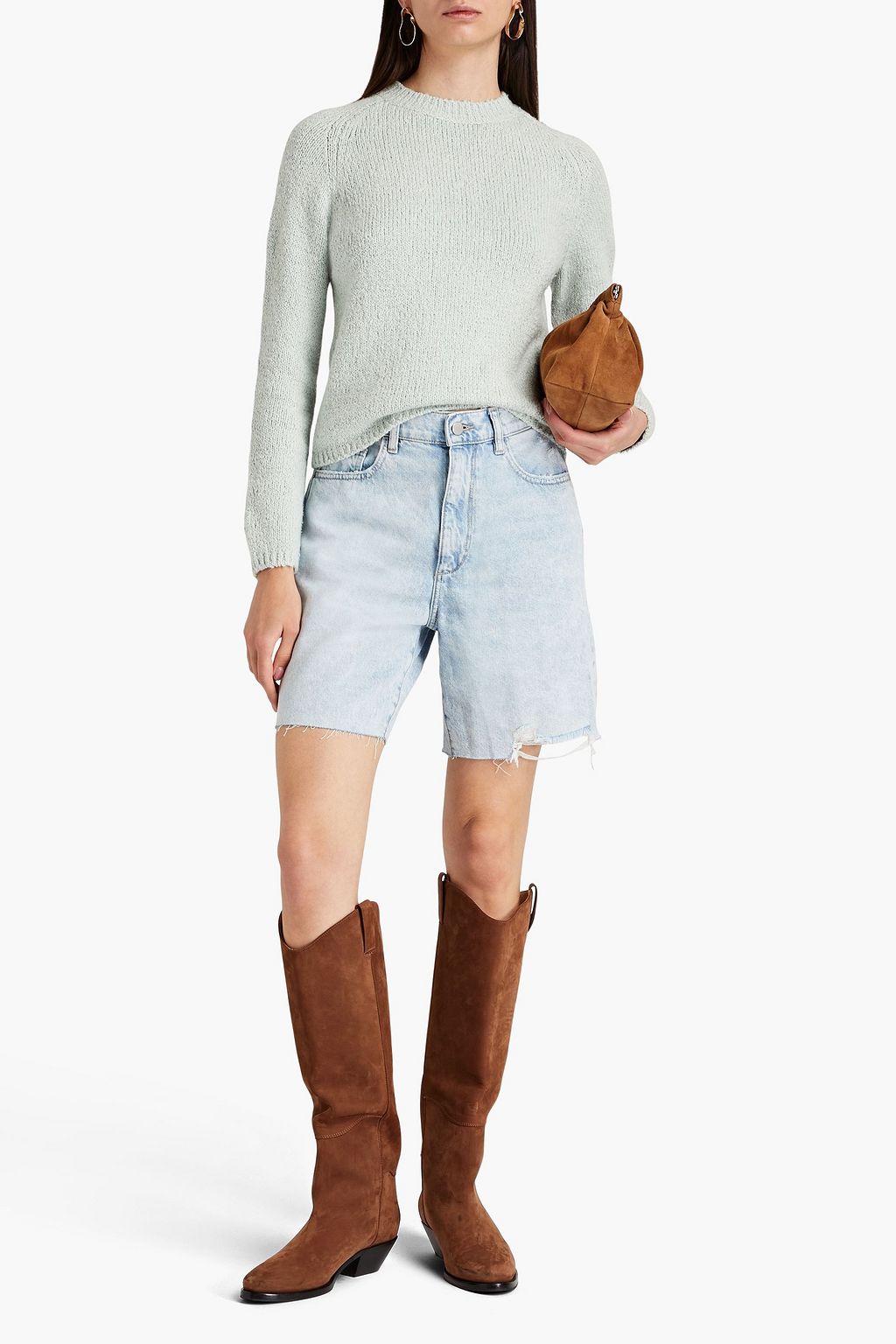DL1961 Emilie distressed faded denim shorts
