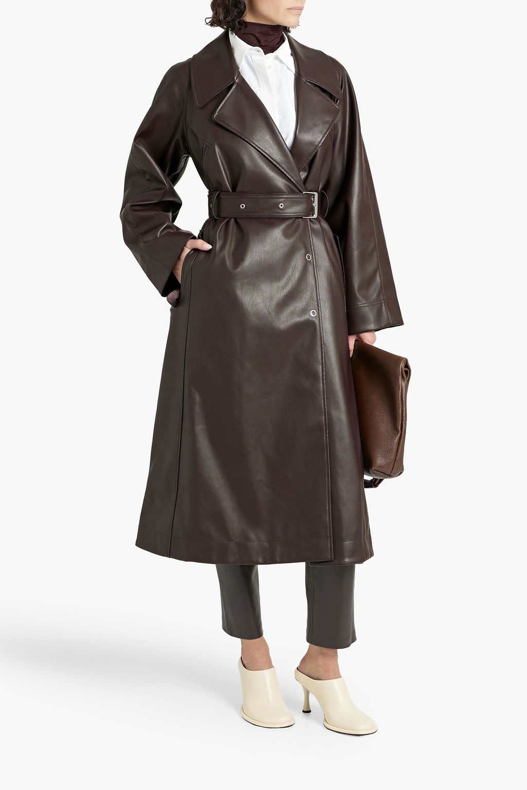 3.1 PHILLIP LIM Belted faux leather trench coat