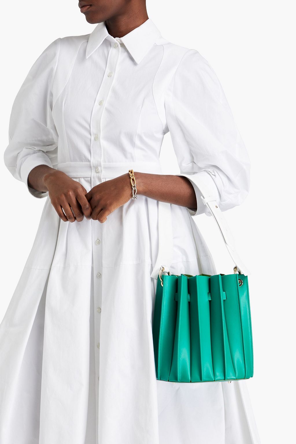 SARA BATTAGLIA Plissé-leather bucket bag