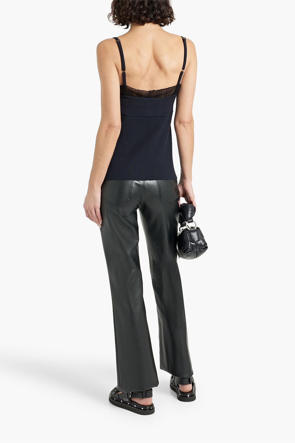 3.1 PHILLIP LIM Tulle-trimmed stretch-knit camisole
