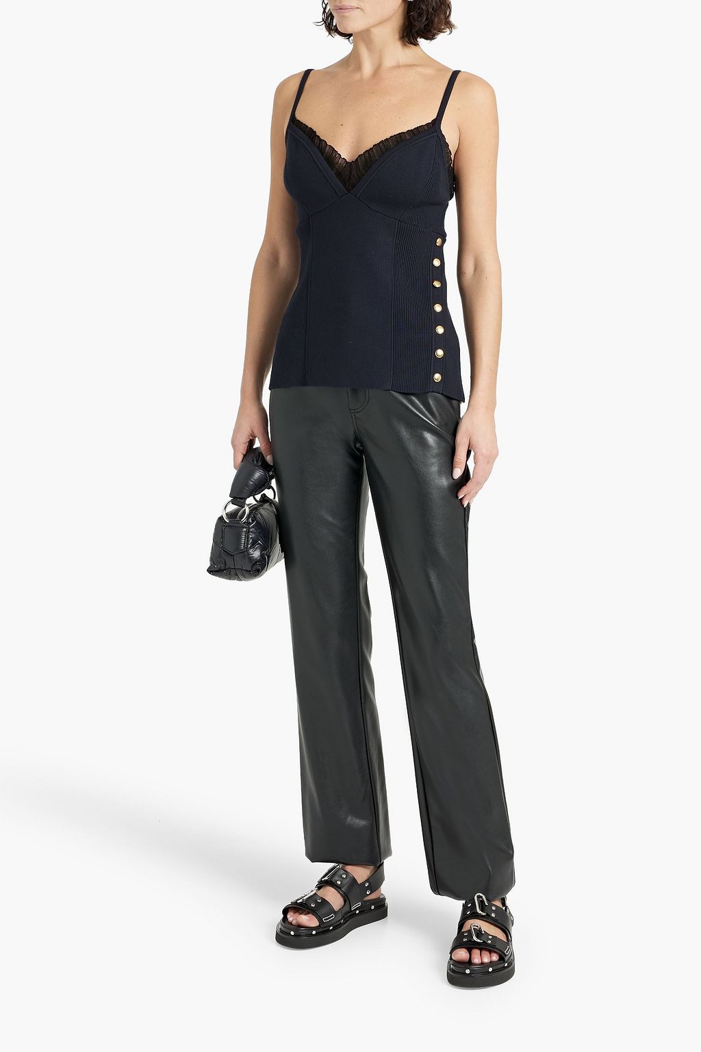 3.1 PHILLIP LIM Tulle-trimmed stretch-knit camisole