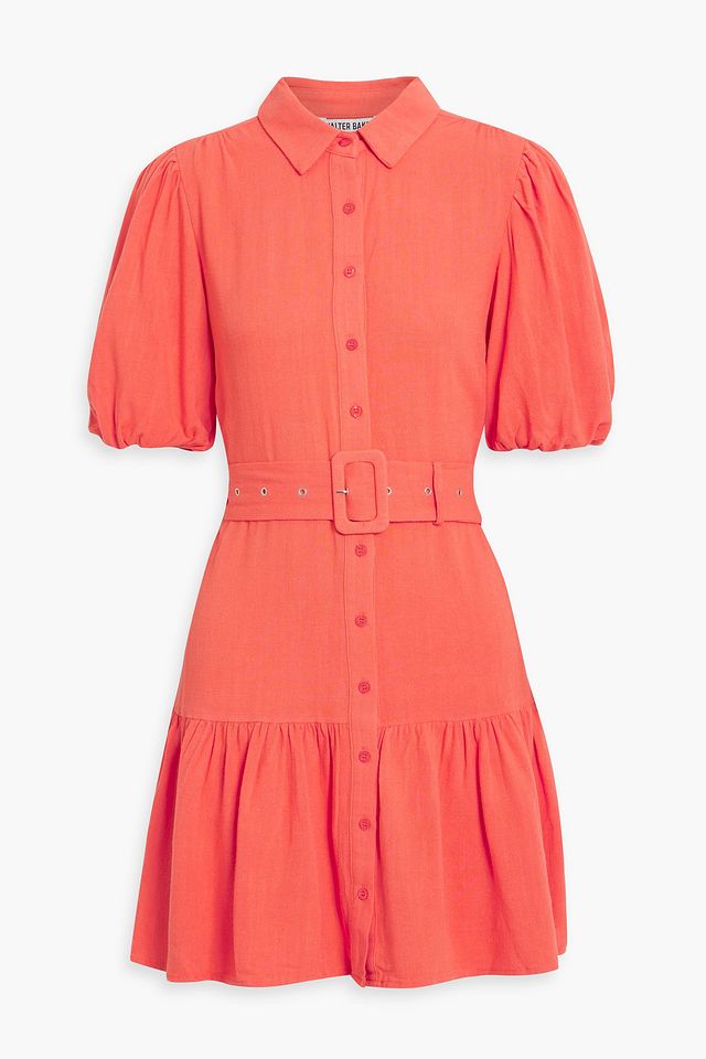 Tyanna belted gauze mini shirt dress