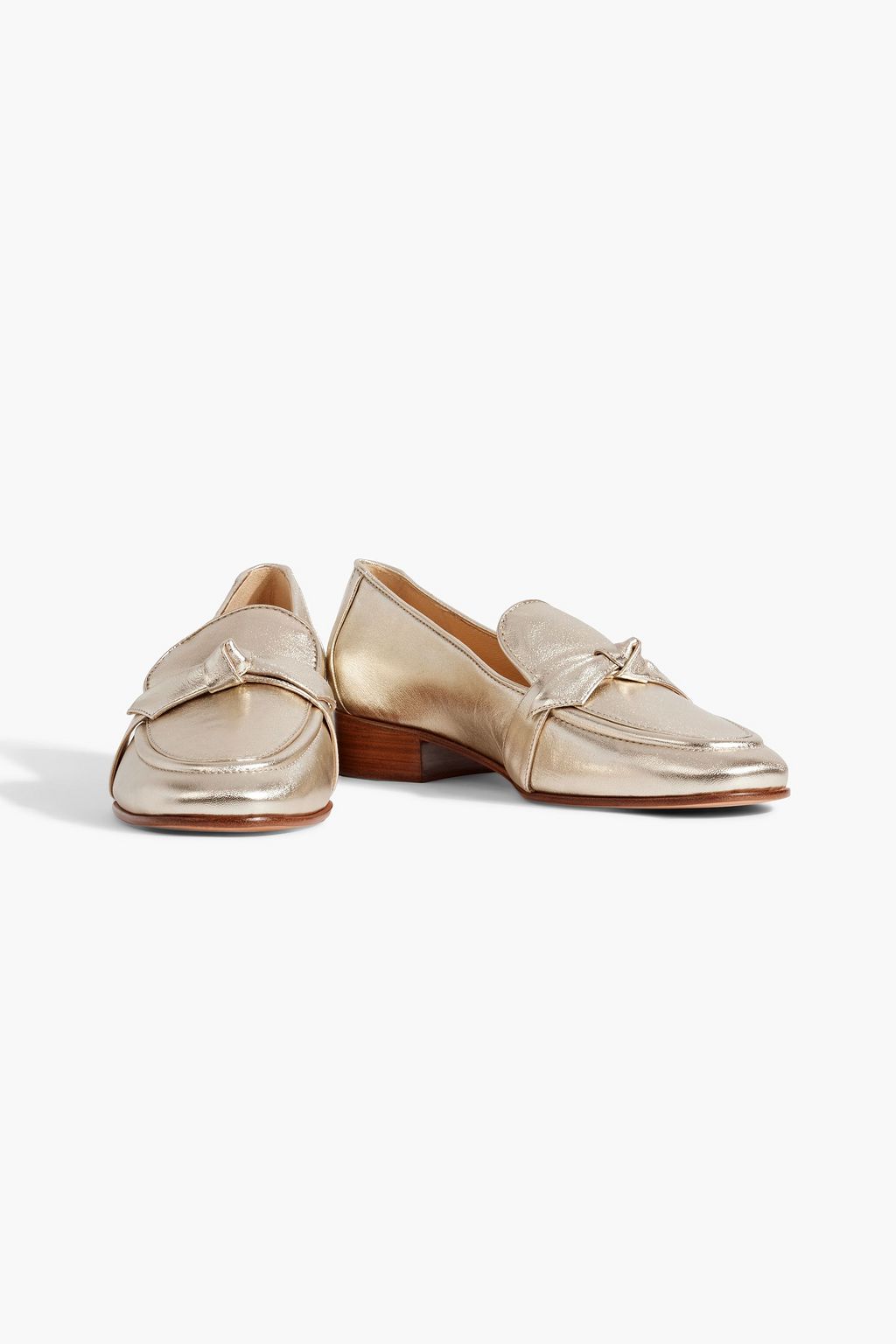 ALEXANDRE BIRMAN Clarita knotted metallic leather loafers