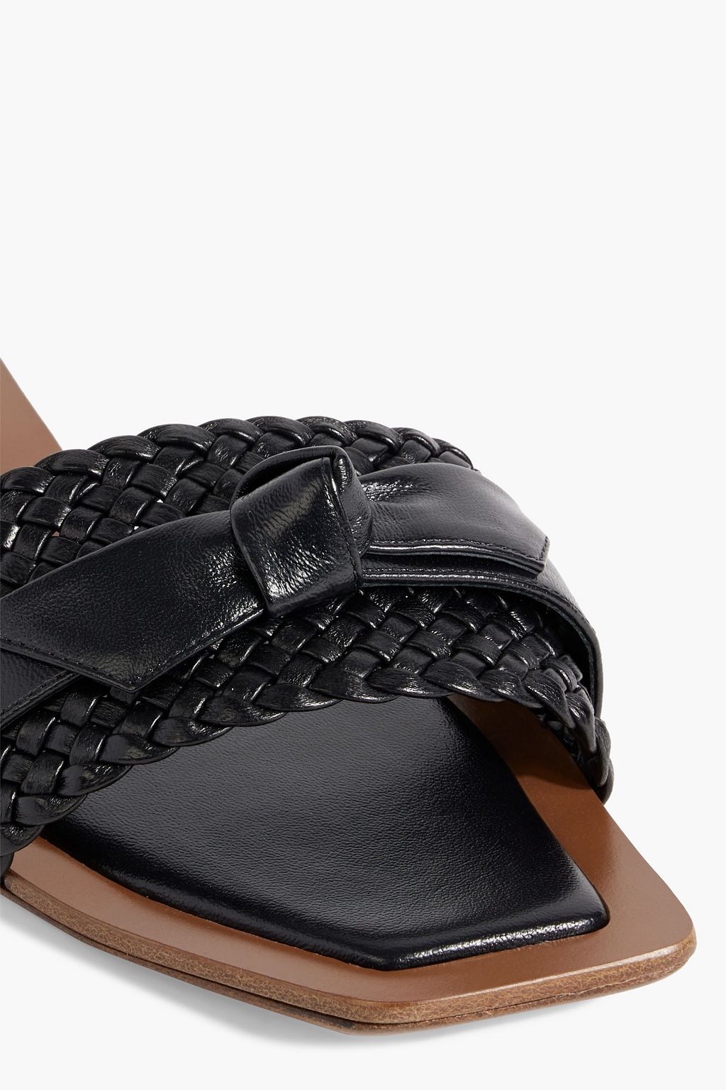 ALEXANDRE BIRMAN Clarita bow-embellished metallic braided leather slides