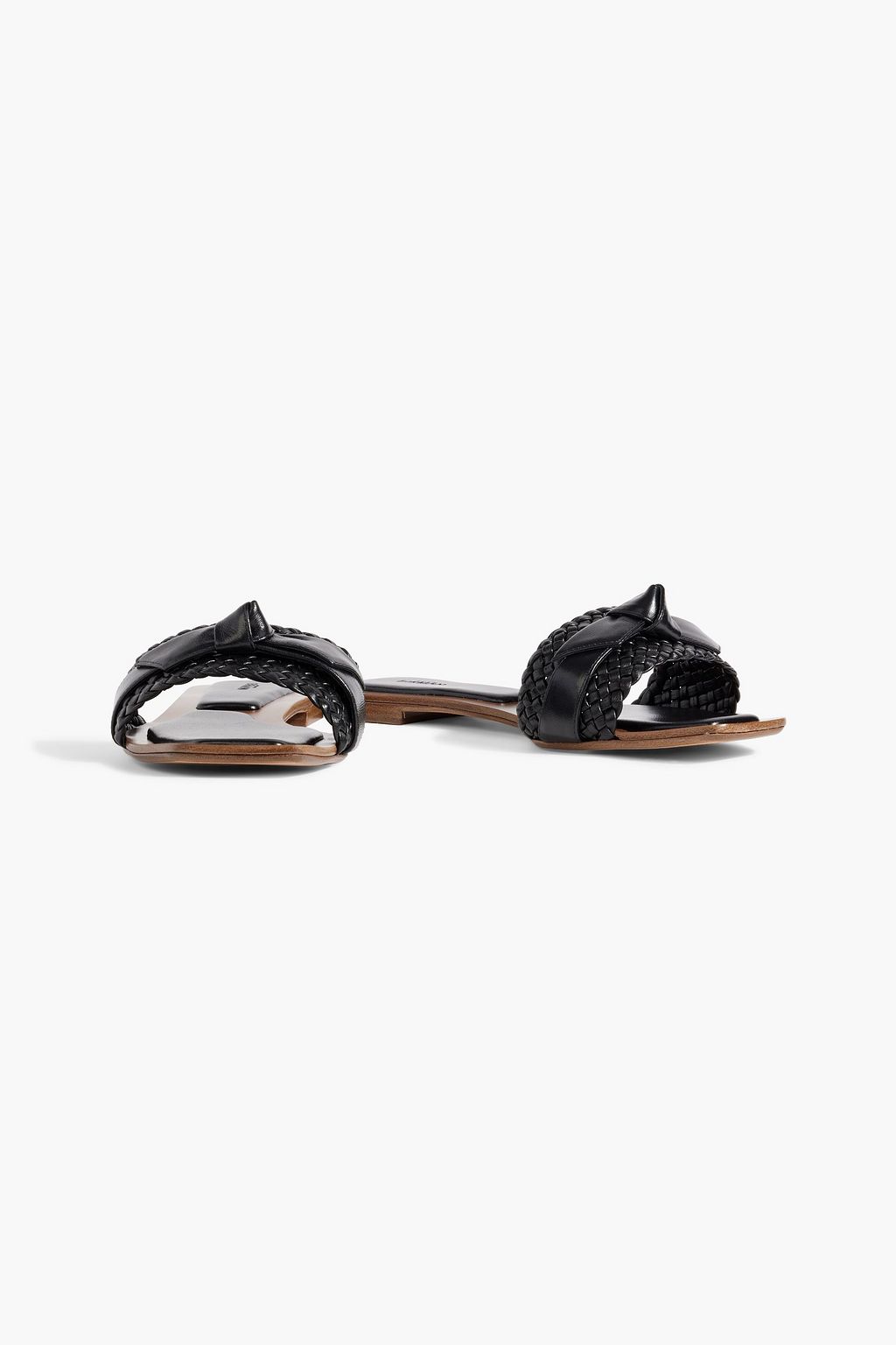 ALEXANDRE BIRMAN Clarita bow-embellished metallic braided leather slides