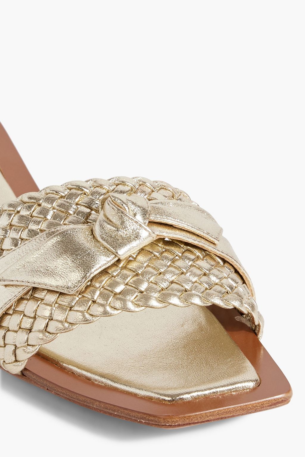 ALEXANDRE BIRMAN Clarita bow-embellished metallic braided leather slides