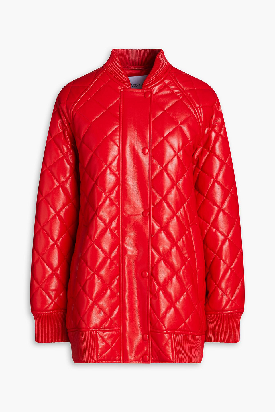 Stand Studio Estelle Oversized Quilted Faux Leather Jacket In Red