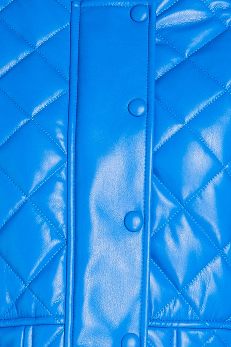Stand Studio Ava Cropped Quilted Faux Leather Jacket In Blue