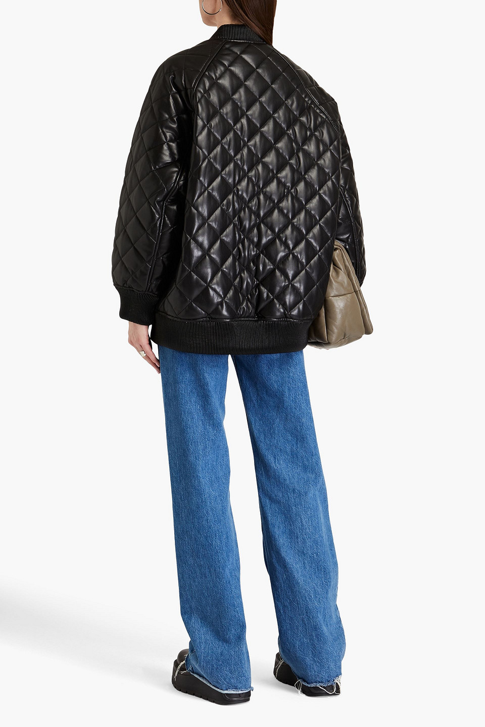 Shop Stand Studio Estelle Oversized Quilted Faux Leather Jacket In Black