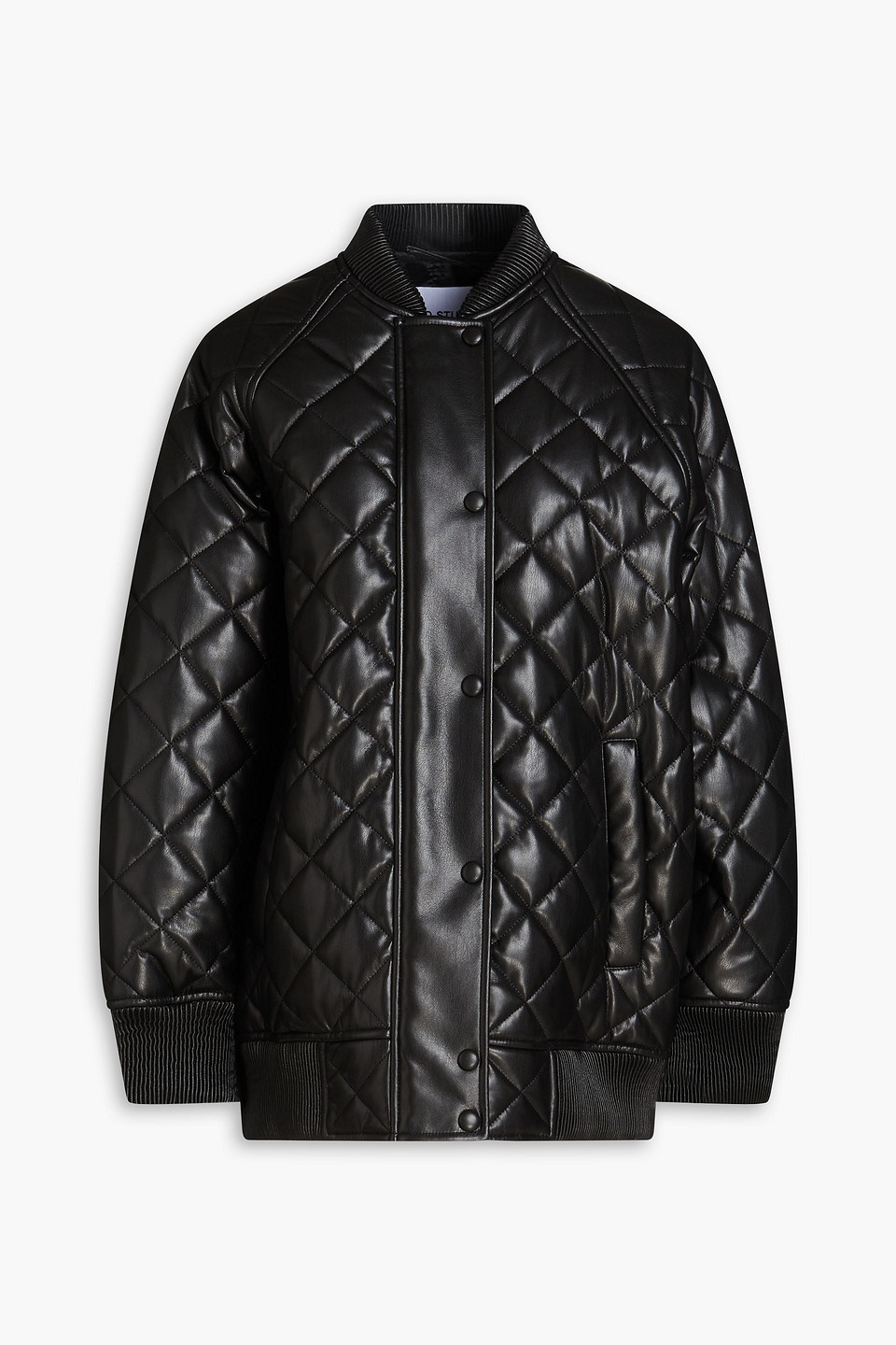 Stand Studio Estelle Oversized Quilted Faux Leather Jacket In Black