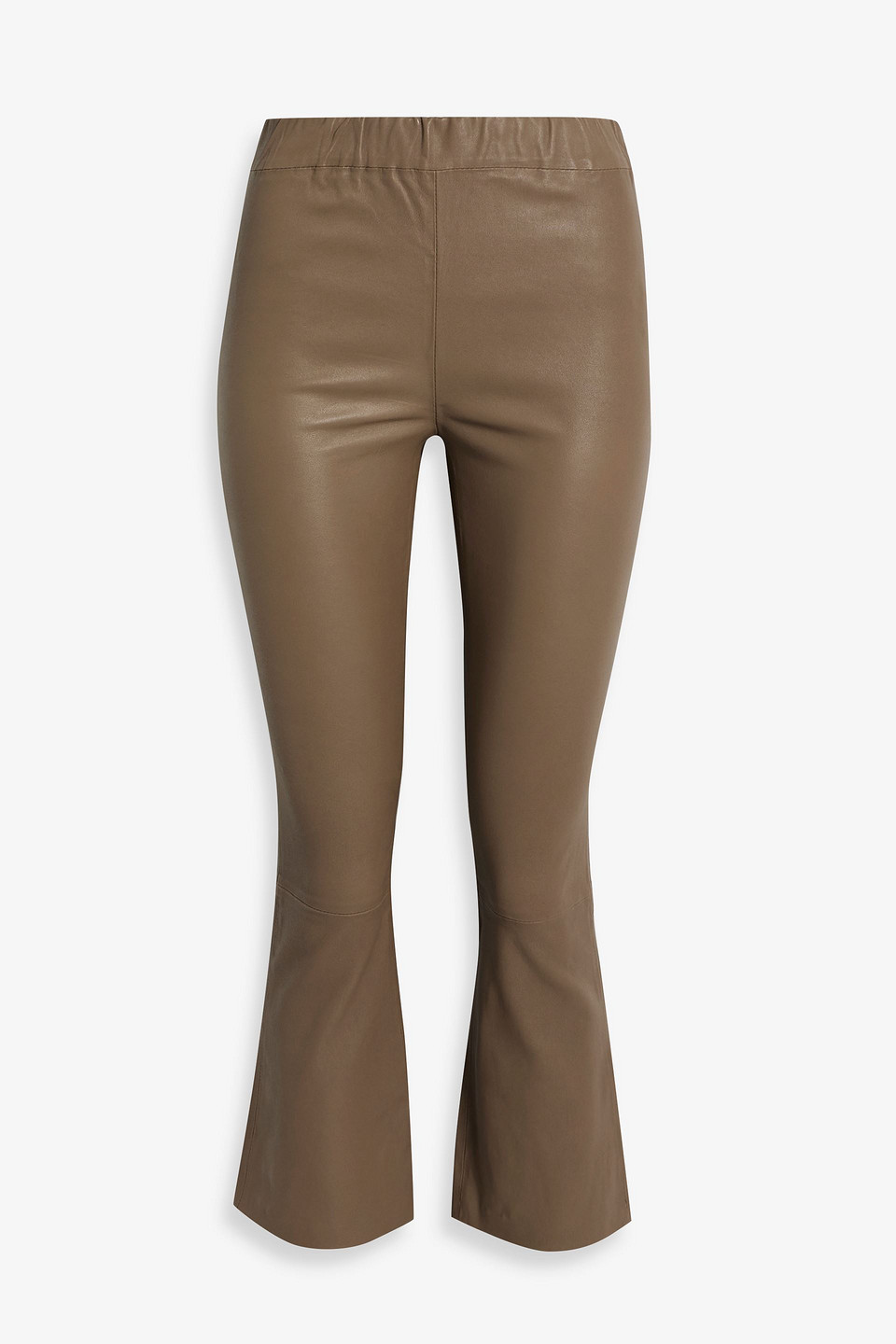 Walter Baker Cropped Leather Straight-leg Trousers In Taupe