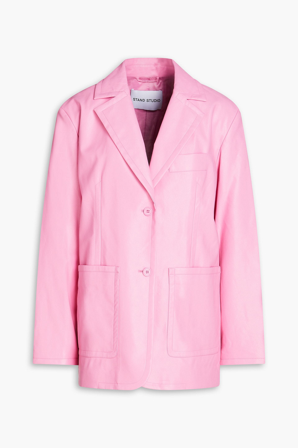 Stand Studio Keeva Faux Leather Blazer In Bubblegum