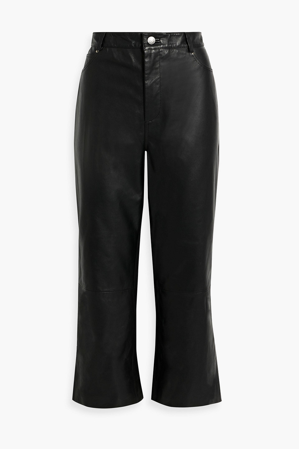 Walter Baker Venice Cropped Leather Wide-leg Trousers In Black