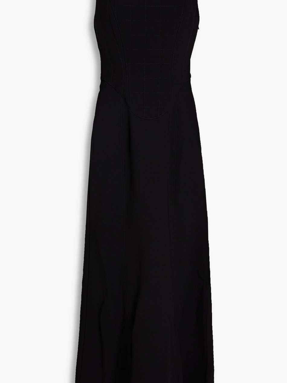 lottie faux leather-trimmed crepe maxi dress