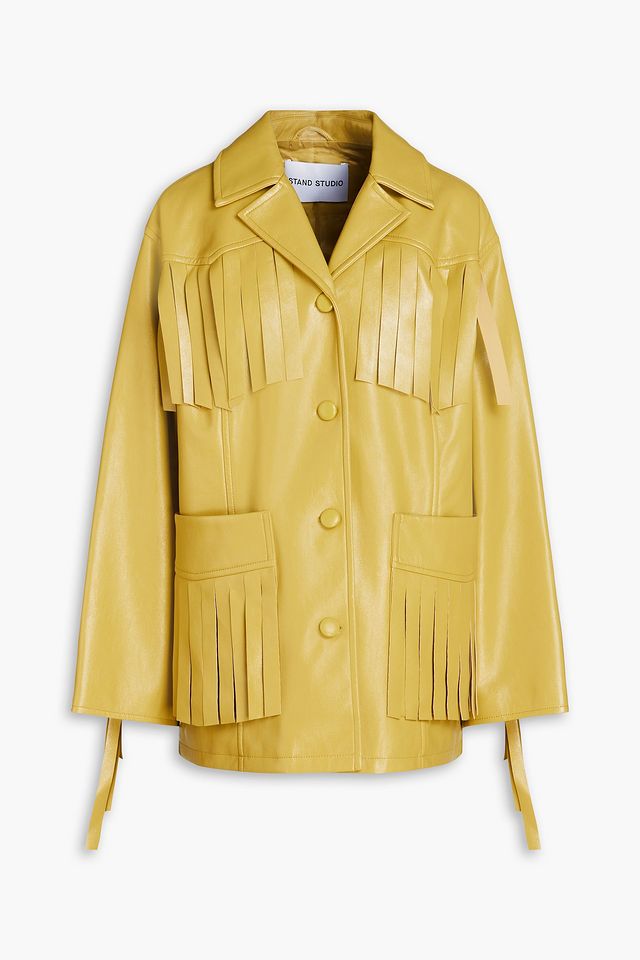 Sienna oversized fringed faux leather jacket