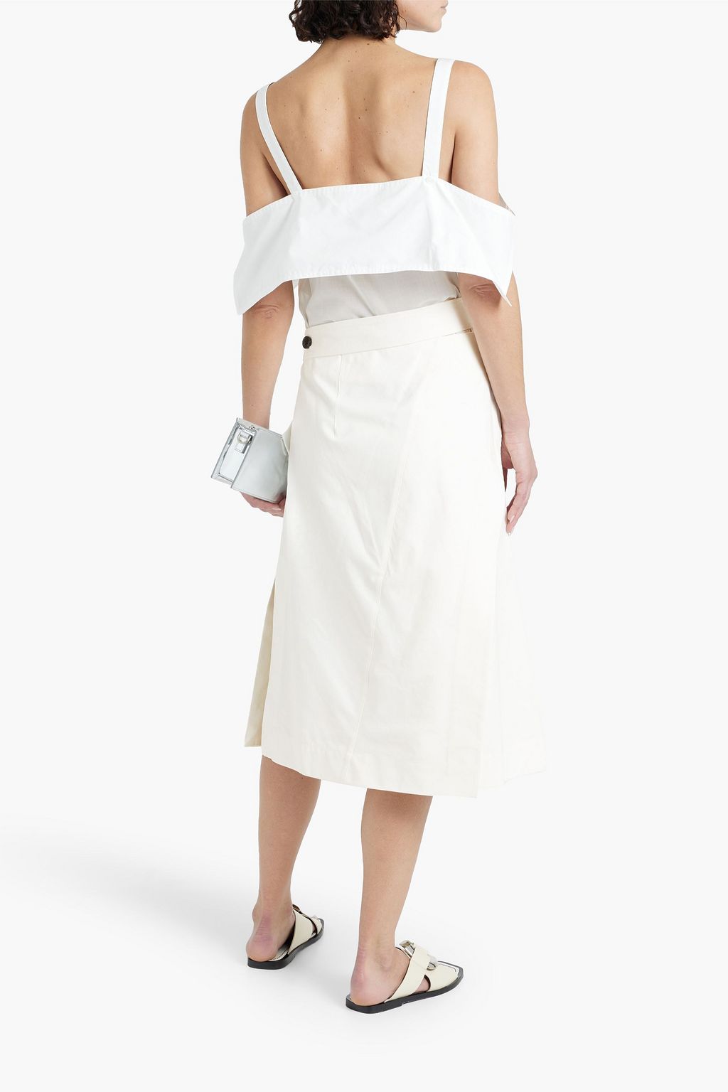 3.1 PHILLIP LIM تنورة متوسطة الطول من القطن بتصميم من عدة طبقات
