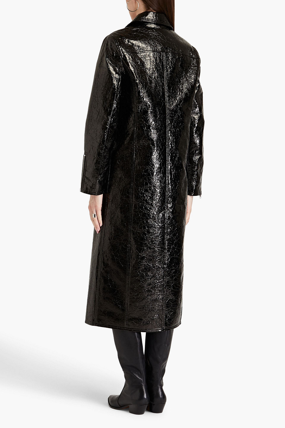 Stand Studio Crombie Mantel Aus Lacklederimitat In Black