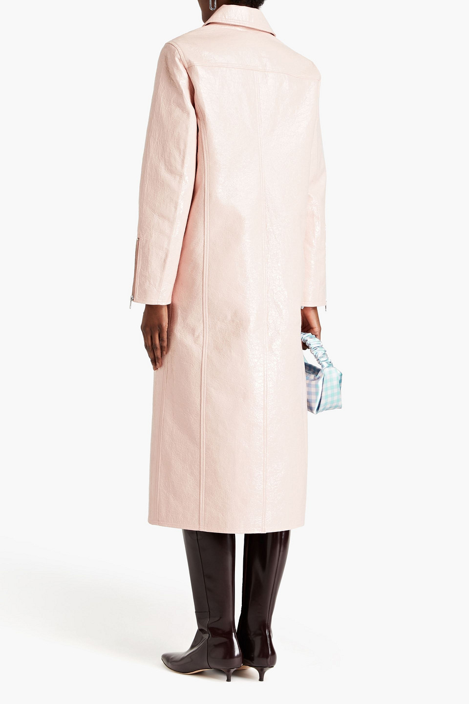 Stand Studio Crombie Faux Patent-leather Coat In Pastel Pink