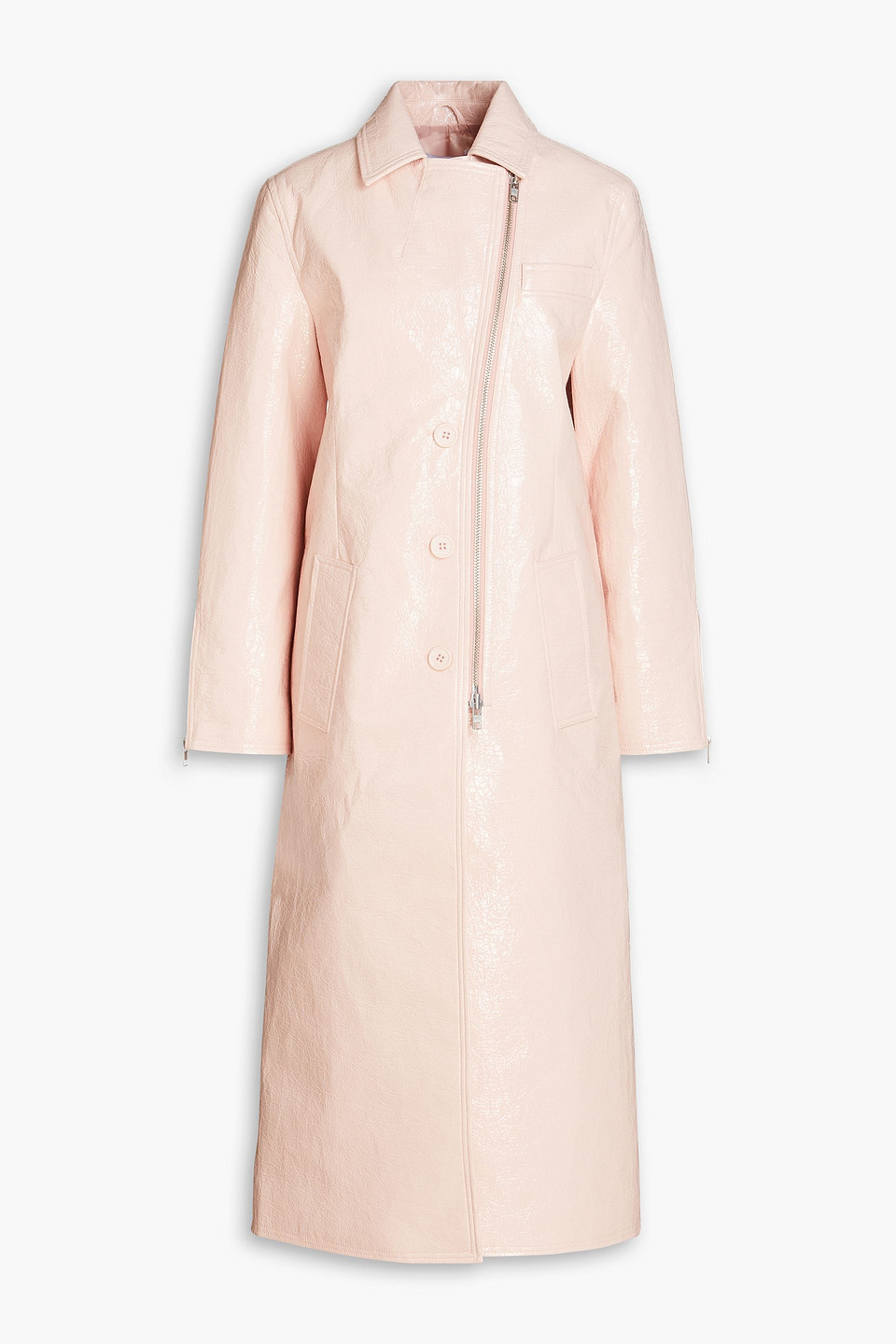 Stand Studio Crombie Faux Patent-leather Coat In Pastel Pink