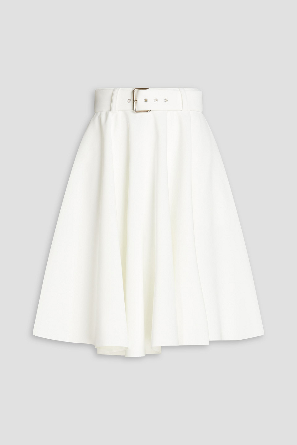 Sara Battaglia Belted Stretch-crepe Skirt In White