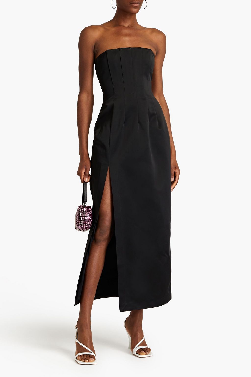 SARA BATTAGLIA Strapless duchesse satin maxi dress