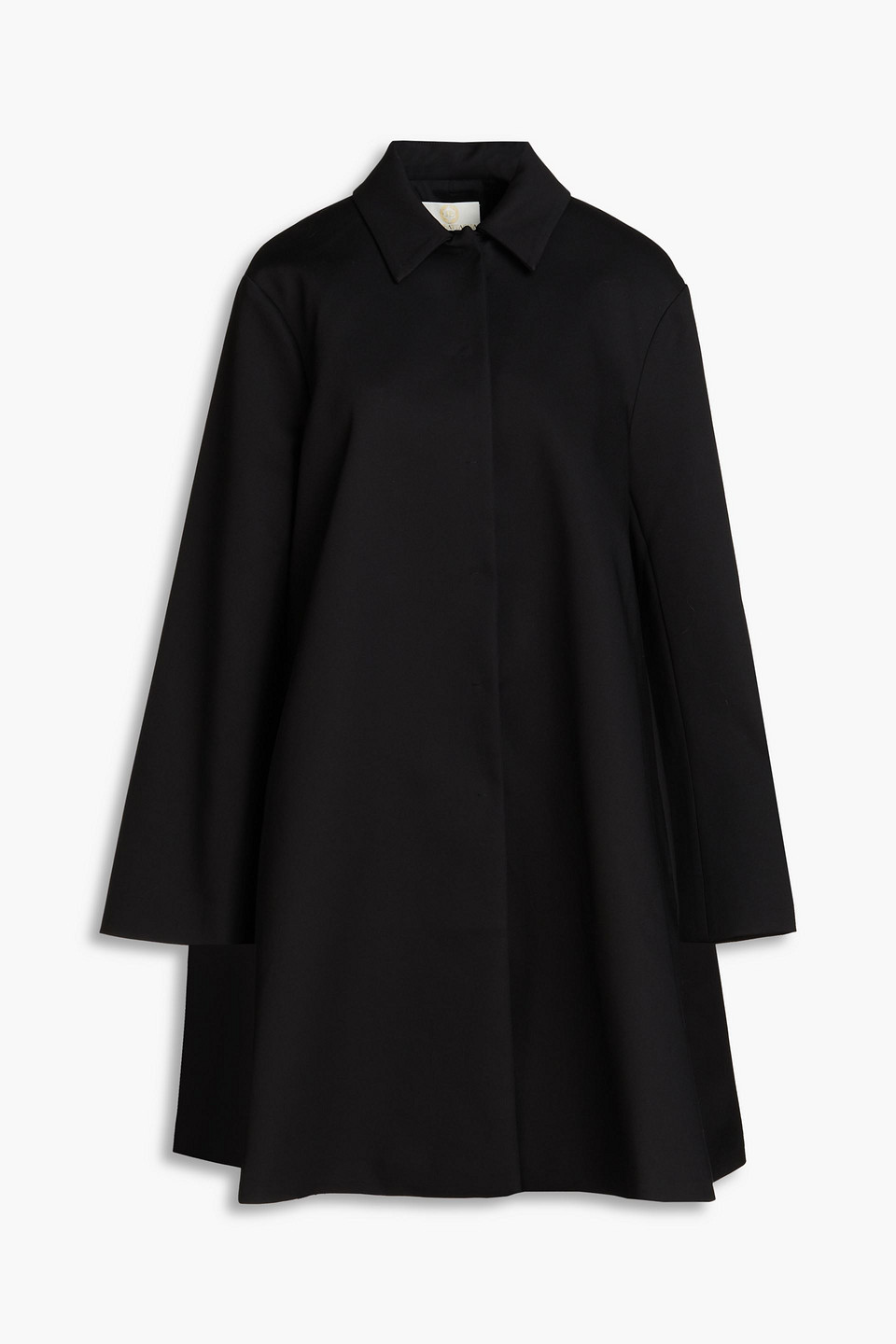 Sara Battaglia Cotton-blend Twill Coat In Black